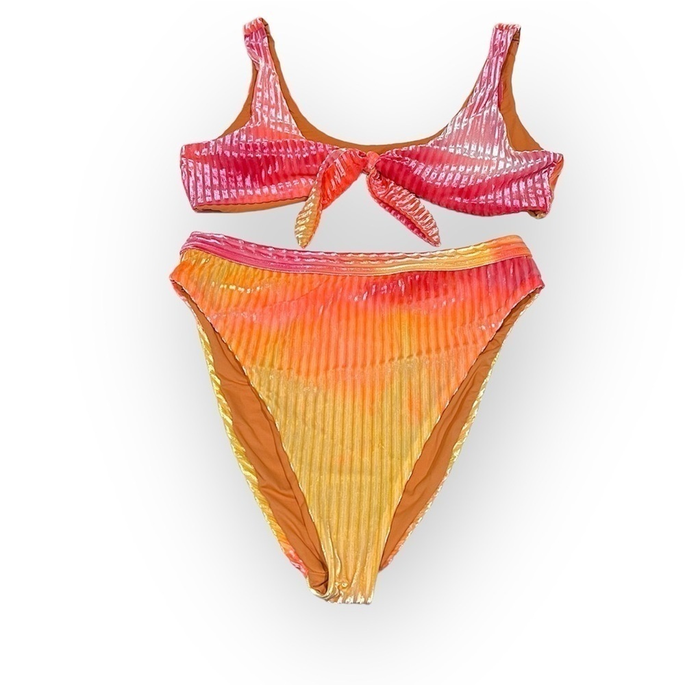 Dippin' Daisy's tie dye ribbed velour 2 piece swim suit, sz L Top/Bottom sz M - Picture 3 of 11